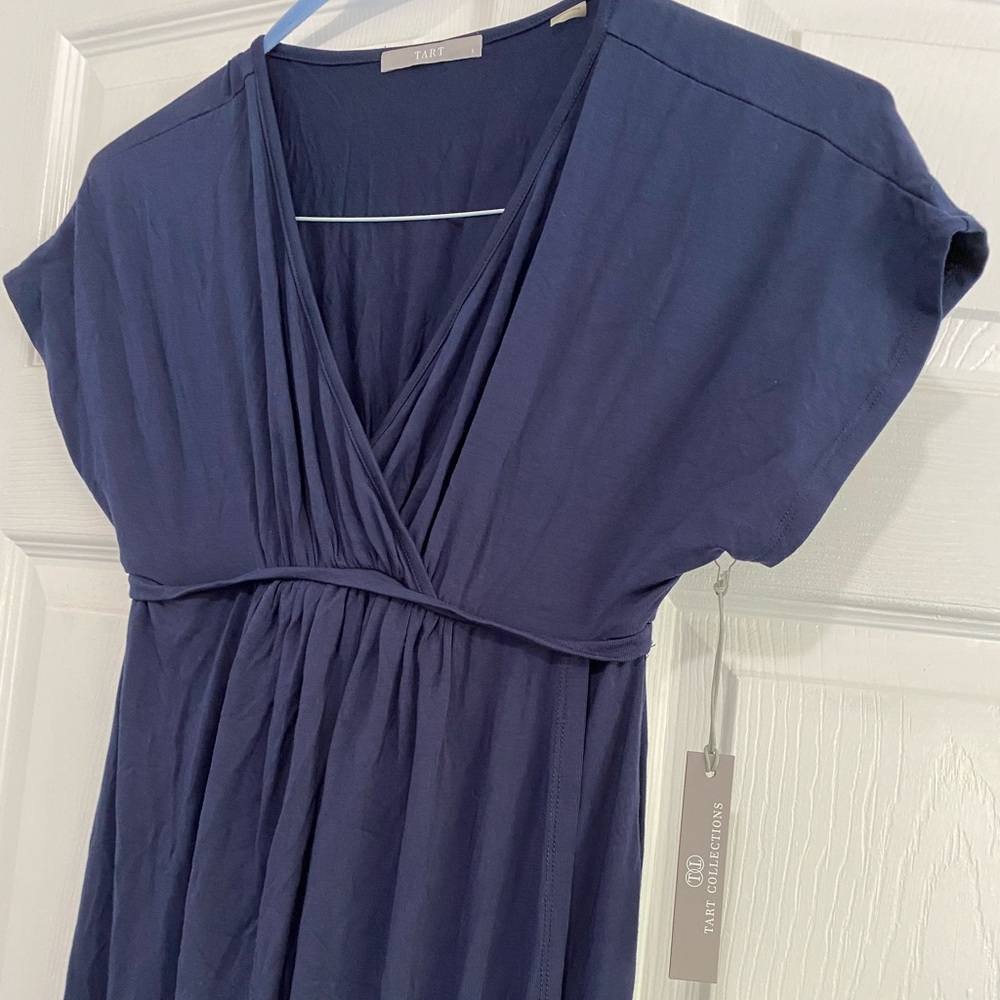 Tart Short Sleeve Maxi Dress, S Blue Maxi Dress Tulip Hem
